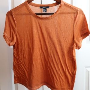 Orange stretchy cropped T-shirt